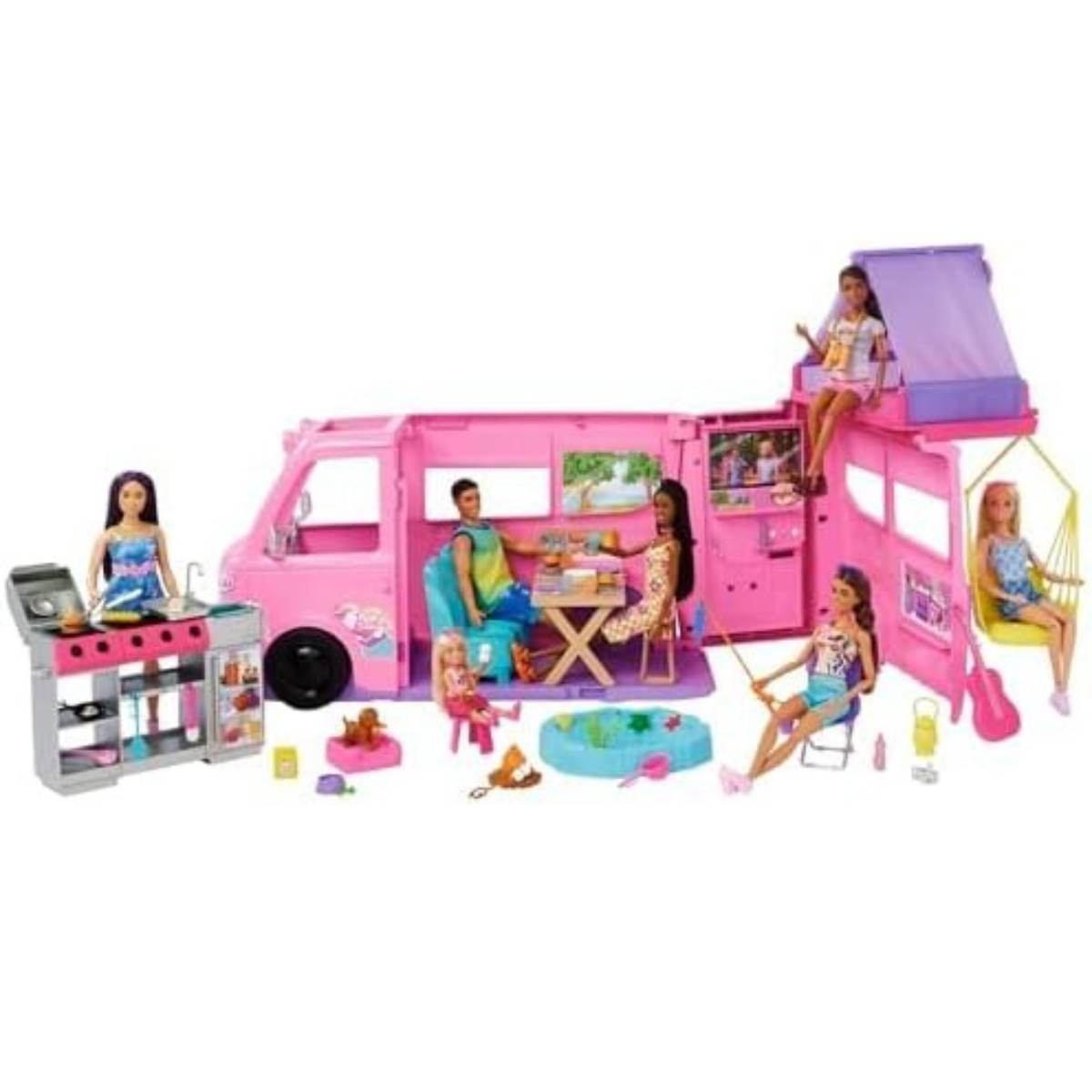Barbie Dream Camper Playset Fishing Pond, BBQ Grill with Color-Change thumbnail