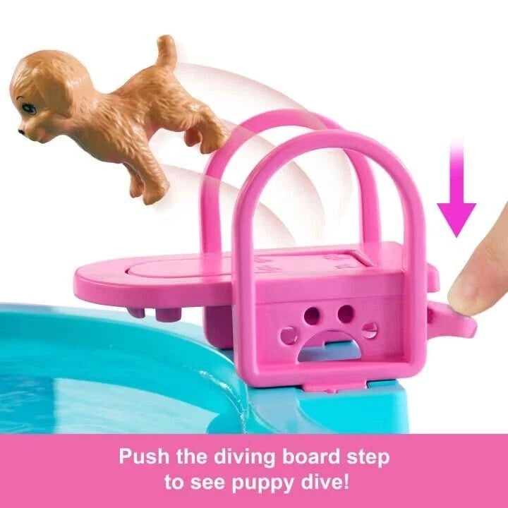 Barbie Dream Pool Playset with Slide, Bubbling Hot Tub, Fashionable Accessories, and Interactive Water Features thumbnail