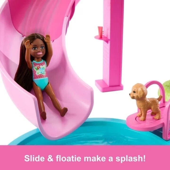 Barbie Dream Pool Playset with Slide, Bubbling Hot Tub, Fashionable Accessories, and Interactive Water Features thumbnail
