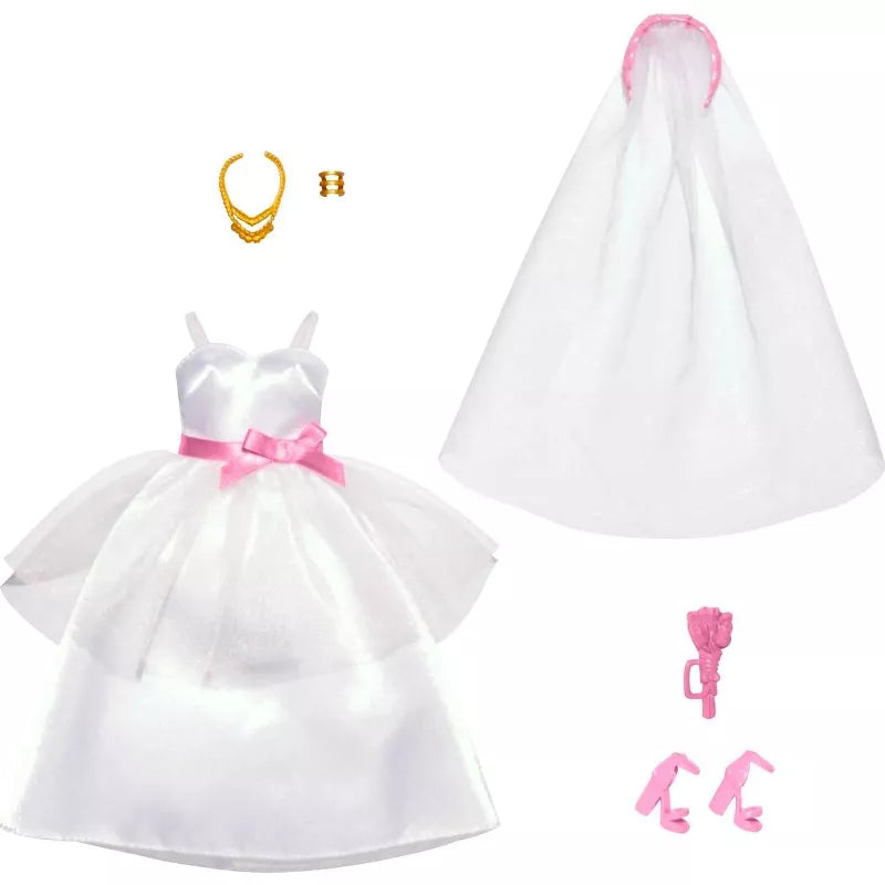 Barbie Dream Wedding Celebration Fashion Pack – Stunning Bridal Gown and Dashing Groom Suit for Dolls, Perfect for Wedding-Themed Play thumbnail