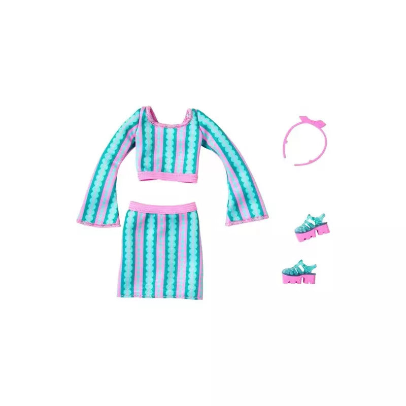 Barbie Fashion Outfit Bundle – Butterfly, Pink Party, Striped, Heart Print & Floral Sets with Accessories thumbnail