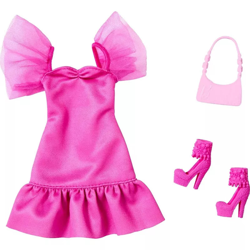 Barbie Fashion Outfit Bundle – Butterfly, Pink Party, Striped, Heart Print & Floral Sets with Accessories thumbnail