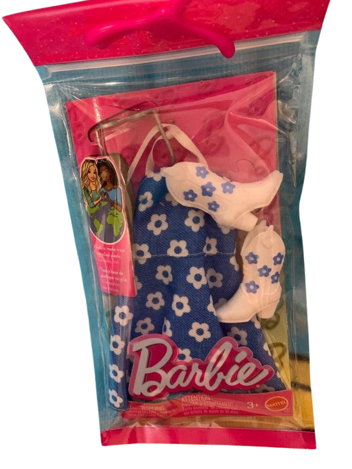 Barbie Fashion Outfit Set – Blue Floral Dress with Boots and Sunglasses thumbnail