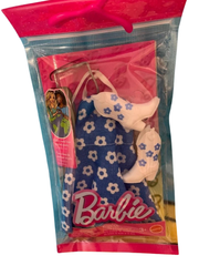 Barbie Fashion Outfit Set – Blue Floral Dress with Boots and Sunglasses