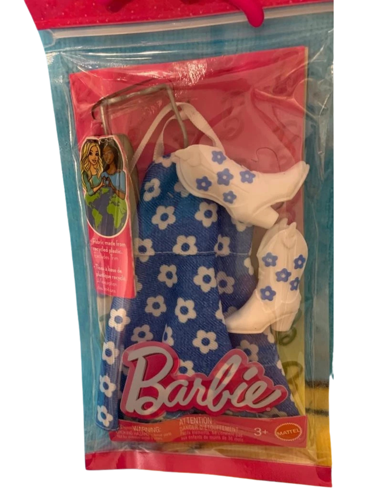 Barbie Fashion Outfit Set – Blue Floral Dress with Boots and Sunglasses thumbnail