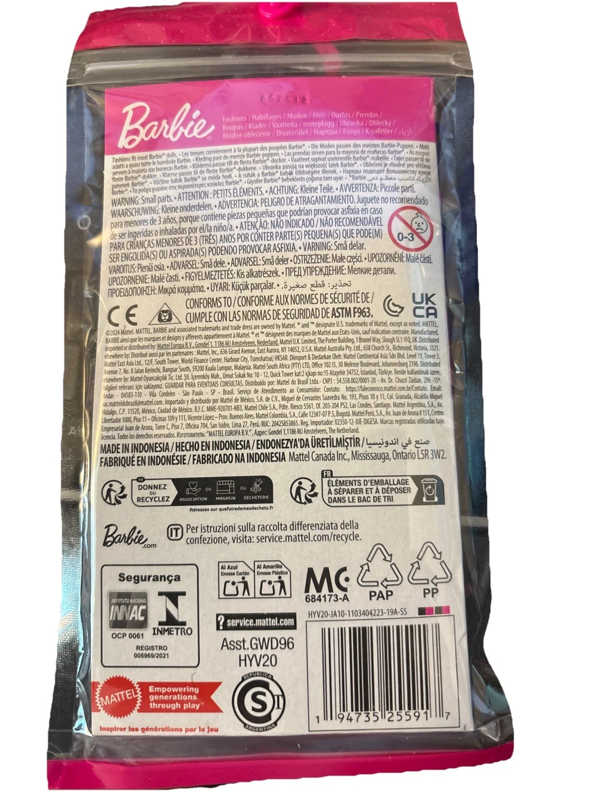 Barbie Fashion Outfit Set – Butterfly Top & Purple Tie-Dye Shorts thumbnail