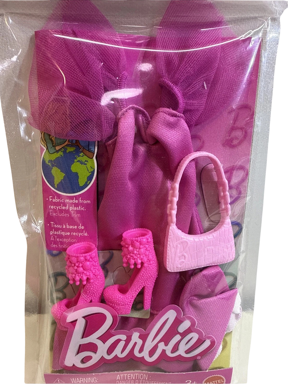 Barbie Fashion Outfit Set – Pink Party Dress with Shoes and Purse thumbnail