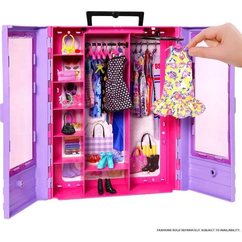 Barbie Fashionistas Ultimate Closet Purple Portable Storage w/ 6 Hangers & Rack thumbnail