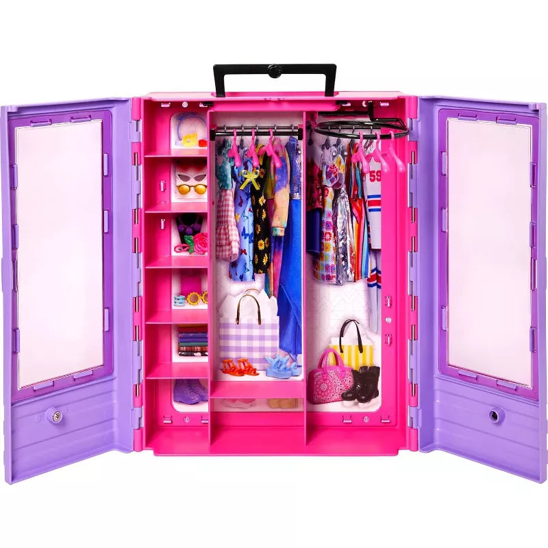 Barbie Fashionistas Ultimate Closet Purple Portable Storage w/ 6 Hangers & Rack thumbnail