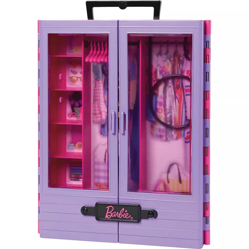 Barbie Fashionistas Ultimate Closet Purple Portable Storage w/ 6 Hangers & Rack thumbnail