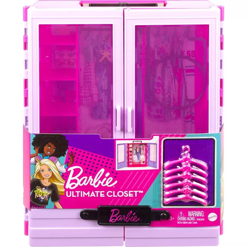 Barbie Fashionistas Ultimate Closet Purple Portable Storage w/ 6 Hangers & Rack thumbnail