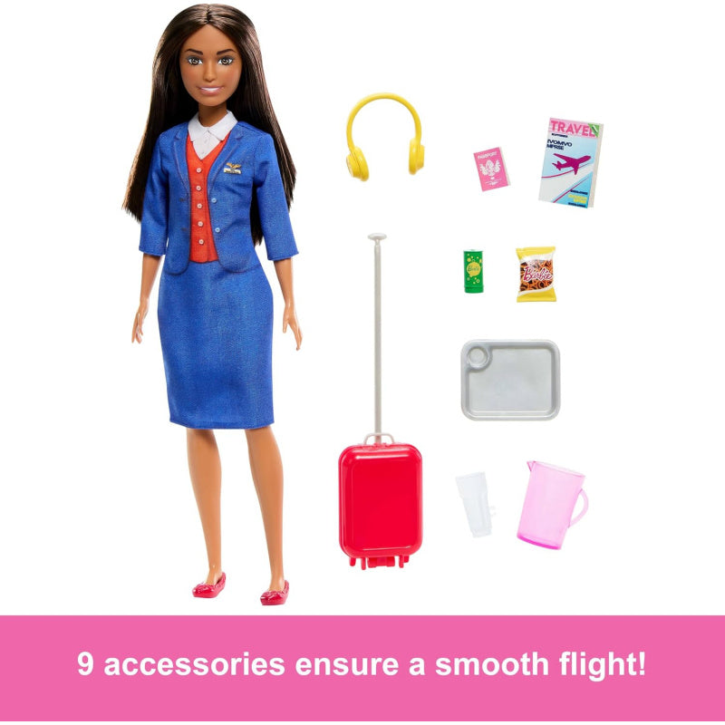 Barbie Flight Attendant Doll with Uniform and Accessories for Imaginative Play thumbnail