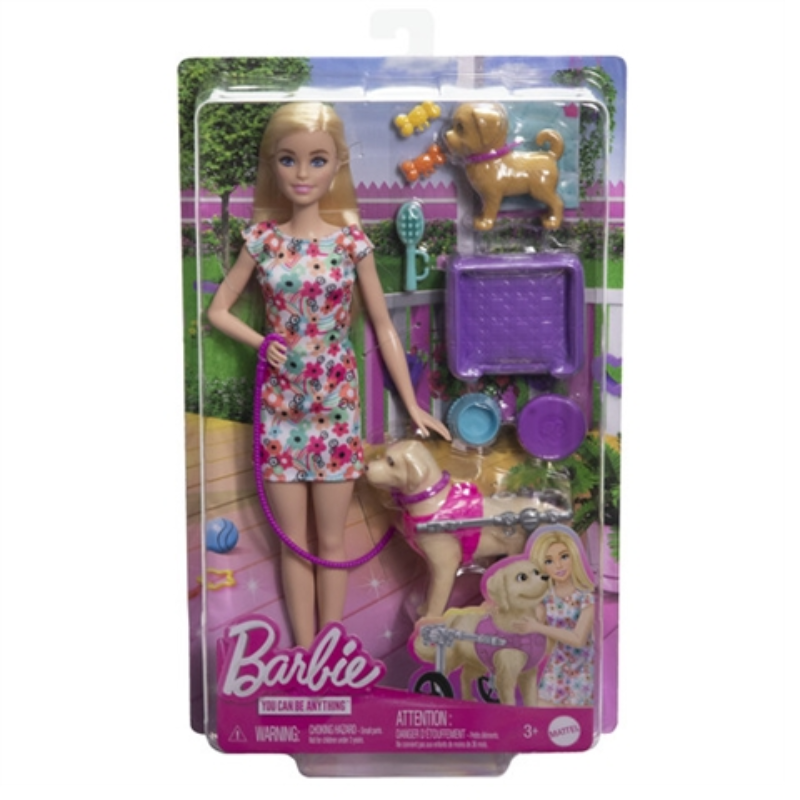 Barbie Doll With A Toy Pup And Dog in A Wheelchair HTK37 thumbnail