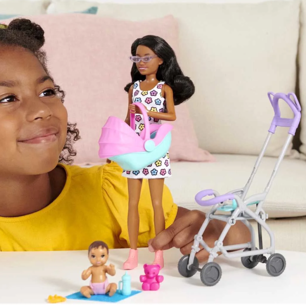 Barbie Skipper Babysitters Inc. Stroller Playset with Babysitter & Baby Dolls, Plus 5 Accessories thumbnail
