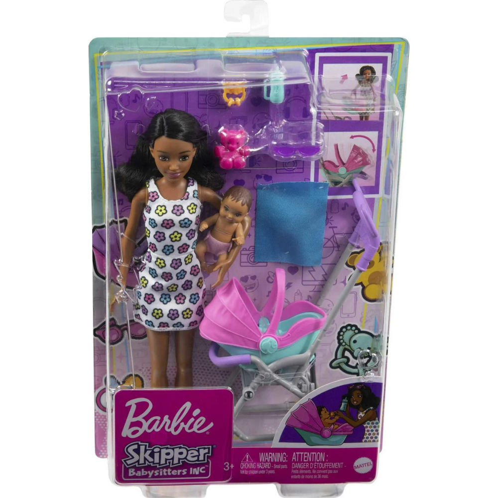 Barbie Skipper Babysitters Inc. Stroller Playset with Babysitter & Baby Dolls, Plus 5 Accessories thumbnail