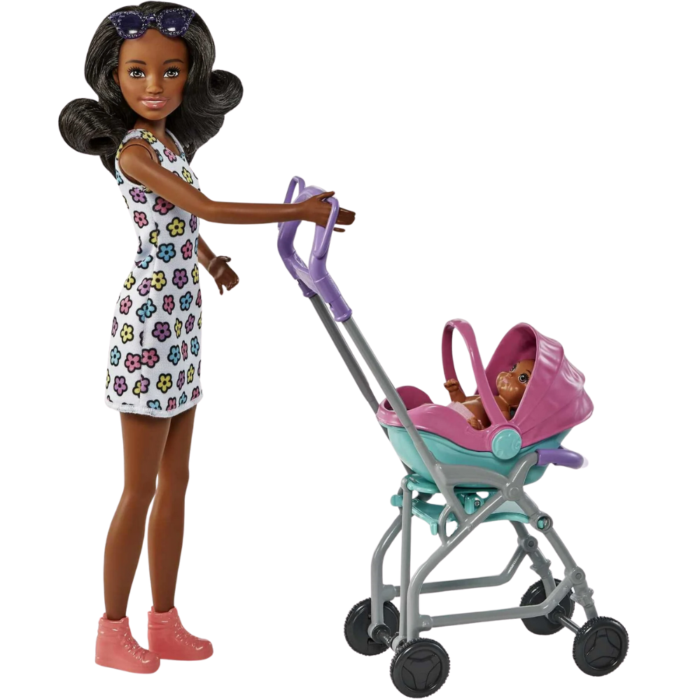 Barbie Skipper Babysitters Inc. Stroller Playset with Babysitter & Baby Dolls, Plus 5 Accessories thumbnail