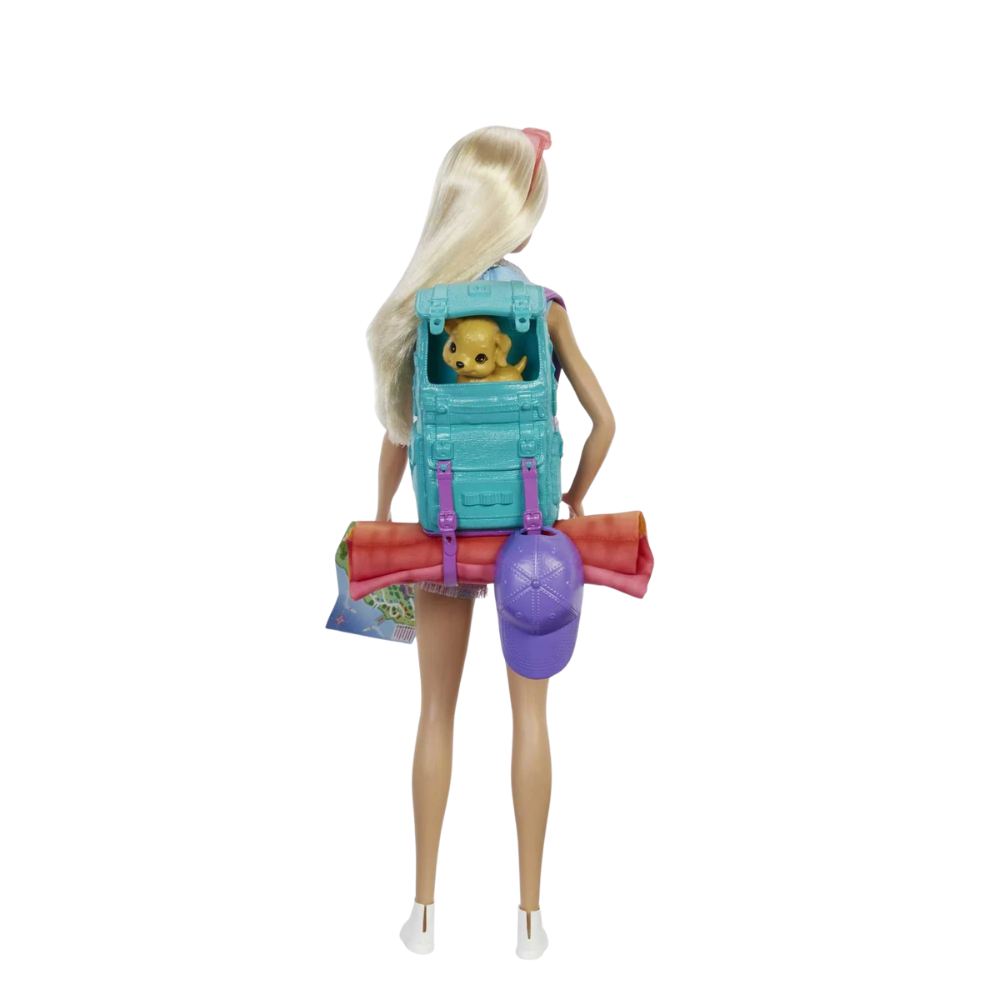 Barbie Malibu Doll & 10+ Accessories, Camping-Theme Set with Puppy, Sleeping Bag & More. Embark on an exciting adventure with 'Brooklyn' Barbie doll in this camping playset, inspired by the popular Barbie series, It Takes Two! HDF73 thumbnail