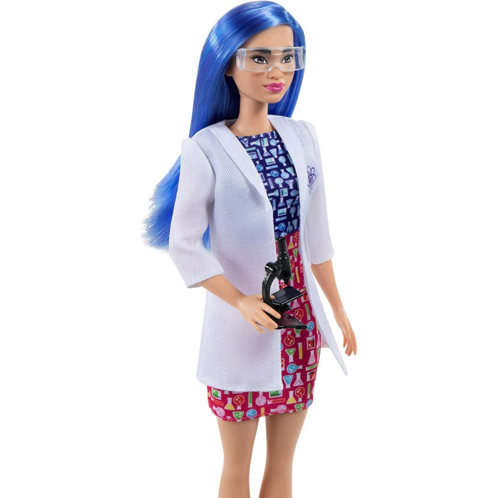 Barbie Careers Fashion Doll & Accessory, Scientist with Blue Hair Encourages young girls by highlighting a career in science, fostering an interest in STEM fields and inspiring future goals through creative play. HCN11 thumbnail
