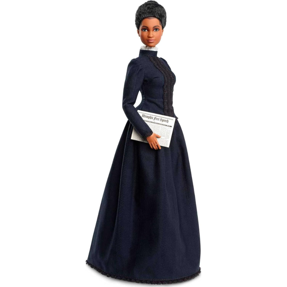 Barbie Inspiring Women Doll, Ida B. Wells Collectible with Blue Dress & Newspaper thumbnail