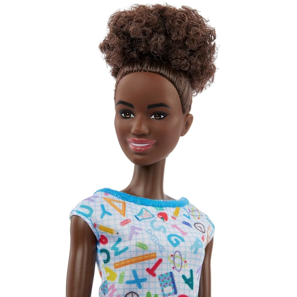 Barbie You Can Be Anything School Teacher Barbie Teacher doll sparks creativity and imaginative play, highlighting teaching as a fulfilling career and motivating children to think about their future aspirations. HBW97 thumbnail