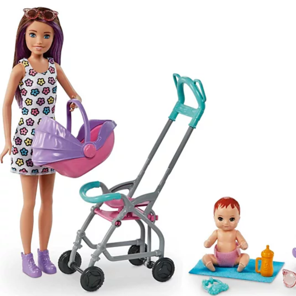 Barbie Skipper Babysitters Inc. Stroller Playset with Skipper & Baby Dolls Barbie Skipper Babysitters Inc. playsets encourage imaginative play, allowing kids to explore their nurturing side as they take on the role of a babysitter. GXT34 thumbnail