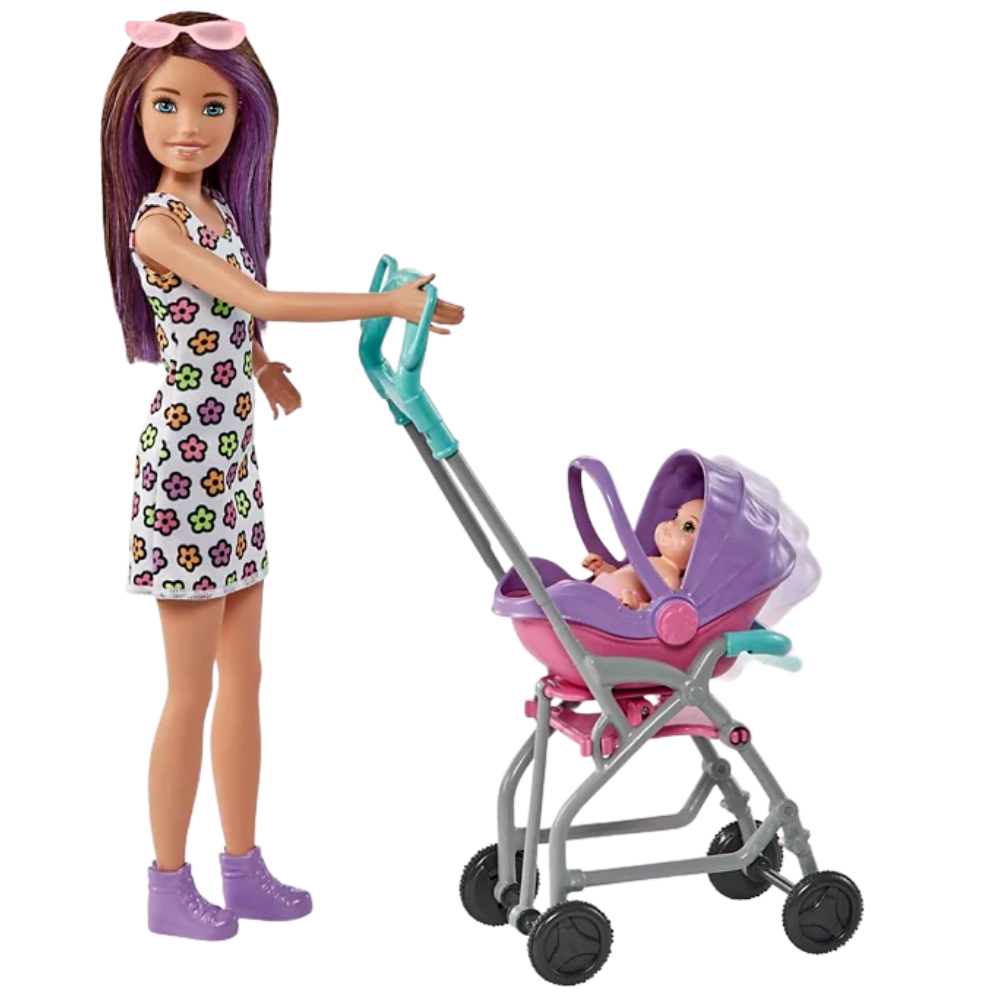 Barbie Skipper Babysitters Inc. Stroller Playset with Skipper & Baby Dolls Barbie Skipper Babysitters Inc. playsets encourage imaginative play, allowing kids to explore their nurturing side as they take on the role of a babysitter. GXT34 thumbnail