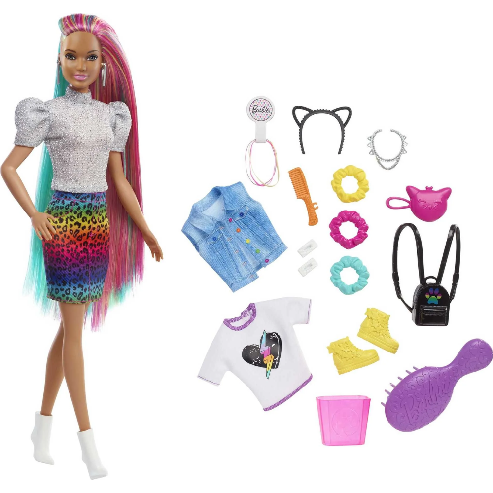 Barbie Leopard Rainbow Hair Doll thumbnail