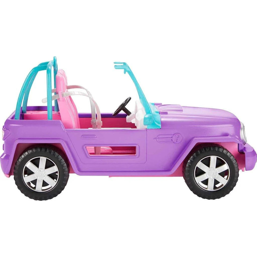 Barbie Toy Car, Purple Off-Road Vehicle. With its bold purple body and stylish pink seats, this Barbie off-road vehicle stands out, encouraging imaginative storytelling and adventure-filled play. GMT46 thumbnail