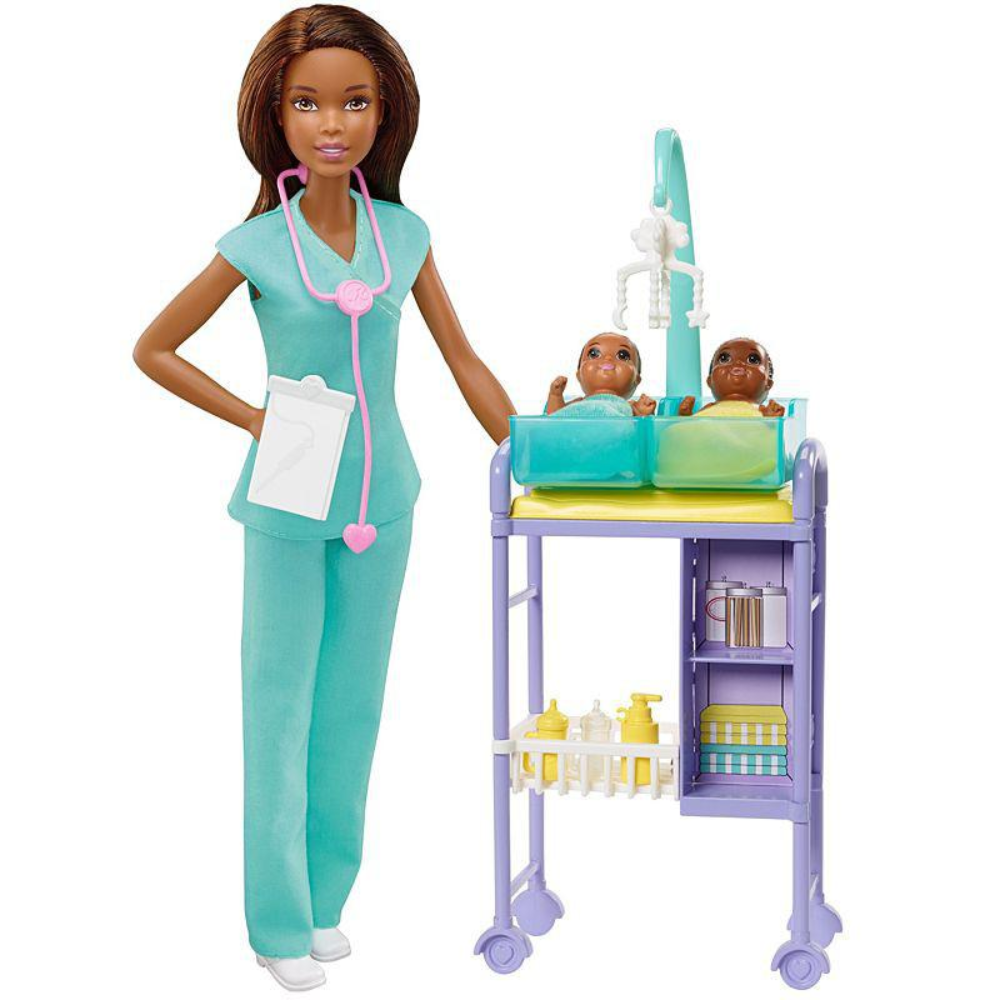 Barbie Baby Doctor Playset with Brunette Doll, 2 Infant Dolls, Exam Table and Accessories thumbnail