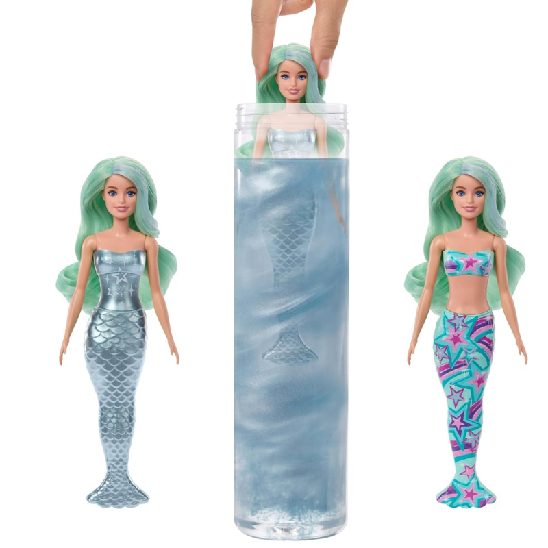 Barbie Color Reveal Mermaid Series Doll & Accessories with 6 Surprises Packed with 6 exciting surprises, Barbie Color Reveal dolls bring ocean-themed fun to life HRK12 thumbnail