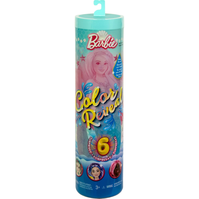 Barbie Color Reveal Mermaid Series Doll & Accessories with 6 Surprises Packed with 6 exciting surprises, Barbie Color Reveal dolls bring ocean-themed fun to life HRK12 thumbnail
