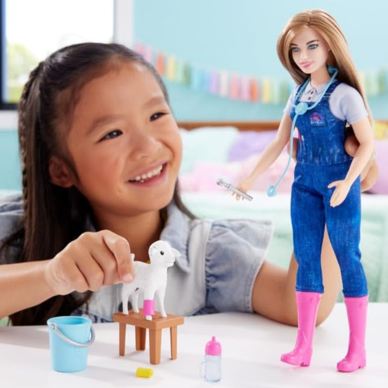 Barbie Careers Playset, 65th Anniversary Farm Veterinarian Set Celebrate 65 years of Barbie with a special collection of fashion dolls showcasing beloved careers, like this farm vet set!  HRG42 thumbnail