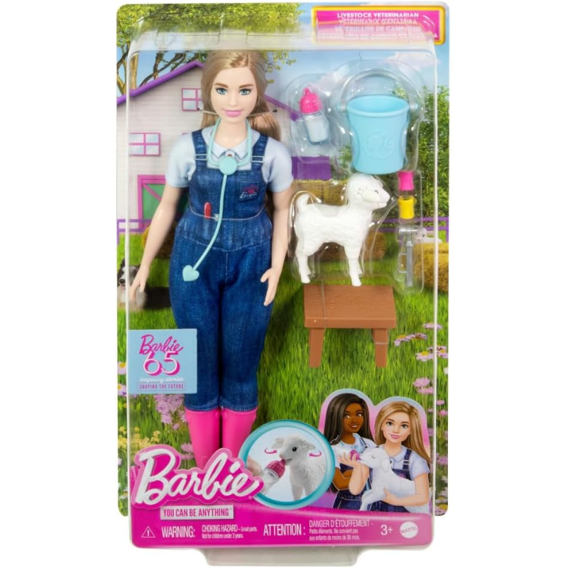 Barbie Careers Playset, 65th Anniversary Farm Veterinarian Set Celebrate 65 years of Barbie with a special collection of fashion dolls showcasing beloved careers, like this farm vet set!  HRG42 thumbnail