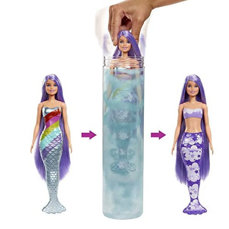Barbie Color Reveal Mermaid Series Doll & Accessories with 6 Surprises Packed with 6 exciting surprises, Barbie Color Reveal dolls bring ocean-themed fun to life HRK12 thumbnail