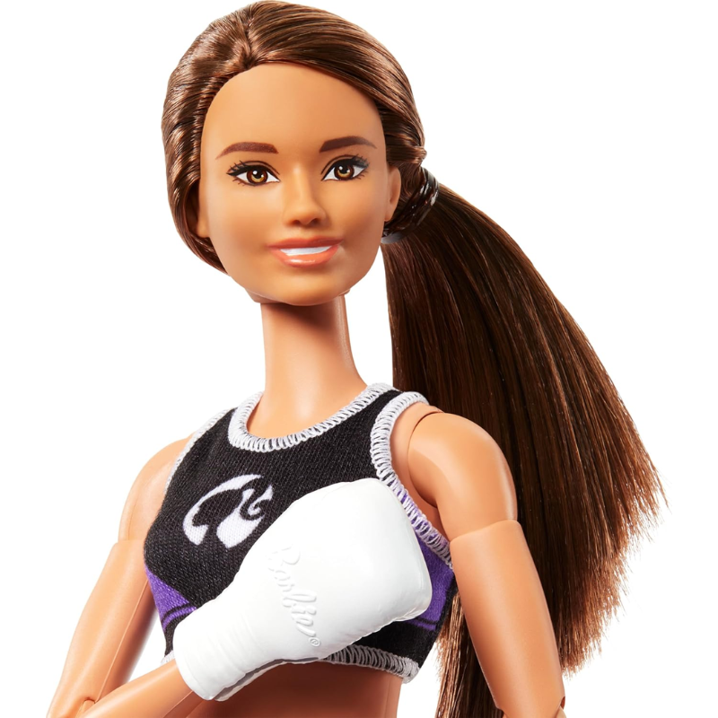 Barbie Careers Fashion Doll & Accessories, Made to Move Brunette Boxer Barbie Made to Move Careers dolls give kids the opportunity to explore and act out various athletic professions!  HRG40 thumbnail