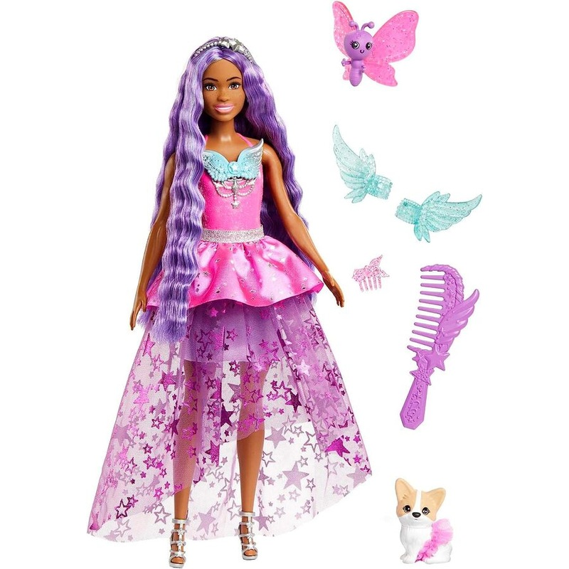 Barbie Doll with 2 Fantasy Pets & Dress, Barbie Brooklyn Fashion Doll Barbie 'Brooklyn' doll's enchanting look features long playable hair and winged arm cuffs to spark storytelling and dress-up play! JCW49 thumbnail