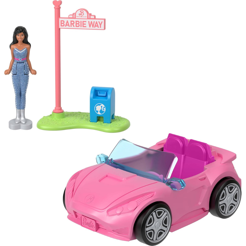 Barbie Mini BarbieLand Multi-Pack Doll & Toy Vehicle Set. Step into the imaginative world of Mini BarbieLand—a place where dreams come alive in miniature! This stylish 4-pack of mini vehicles and dolls is perfect for both play and display. HYF39-40-41-42 thumbnail