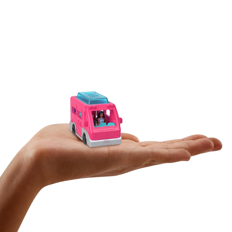 Barbie Mini BarbieLand Multi-Pack Doll & Toy Vehicle Set. Step into the imaginative world of Mini BarbieLand—a place where dreams come alive in miniature! This stylish 4-pack of mini vehicles and dolls is perfect for both play and display. HYF39-40-41-42 thumbnail