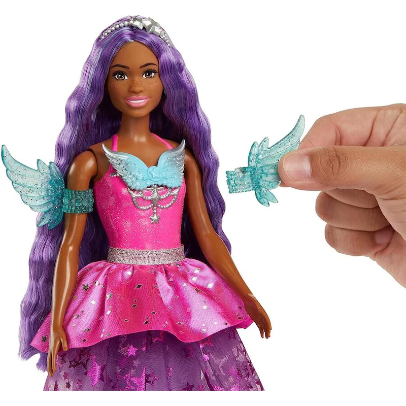 Barbie Doll with 2 Fantasy Pets & Dress, Barbie Brooklyn Fashion Doll Barbie 'Brooklyn' doll's enchanting look features long playable hair and winged arm cuffs to spark storytelling and dress-up play! JCW49 thumbnail