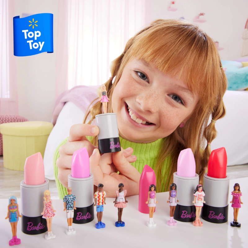 Barbie Mini BarbieLand Fashionistas Dolls, 1.5-inch Dolls in Lipstick Tube. Step into the world of Mini BarbieLand with Barbie dolls, where big dreams and endless imagination come to life in a miniature setting! HYF19 thumbnail