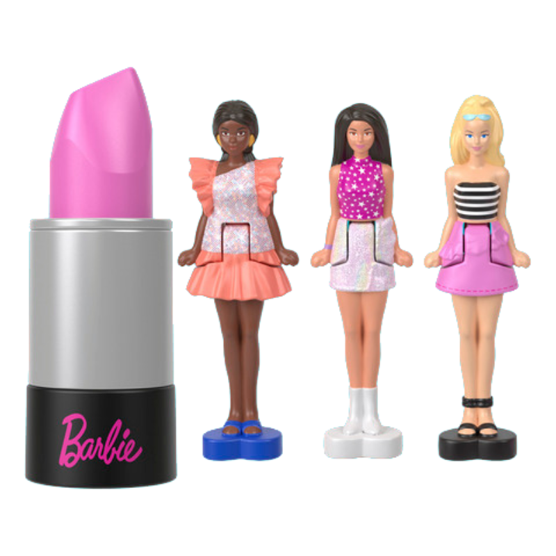 Barbie Mini BarbieLand Fashionistas Dolls, 1.5-inch Dolls in Lipstick Tube. Step into the world of Mini BarbieLand with Barbie dolls, where big dreams and endless imagination come to life in a miniature setting! HYF19 thumbnail