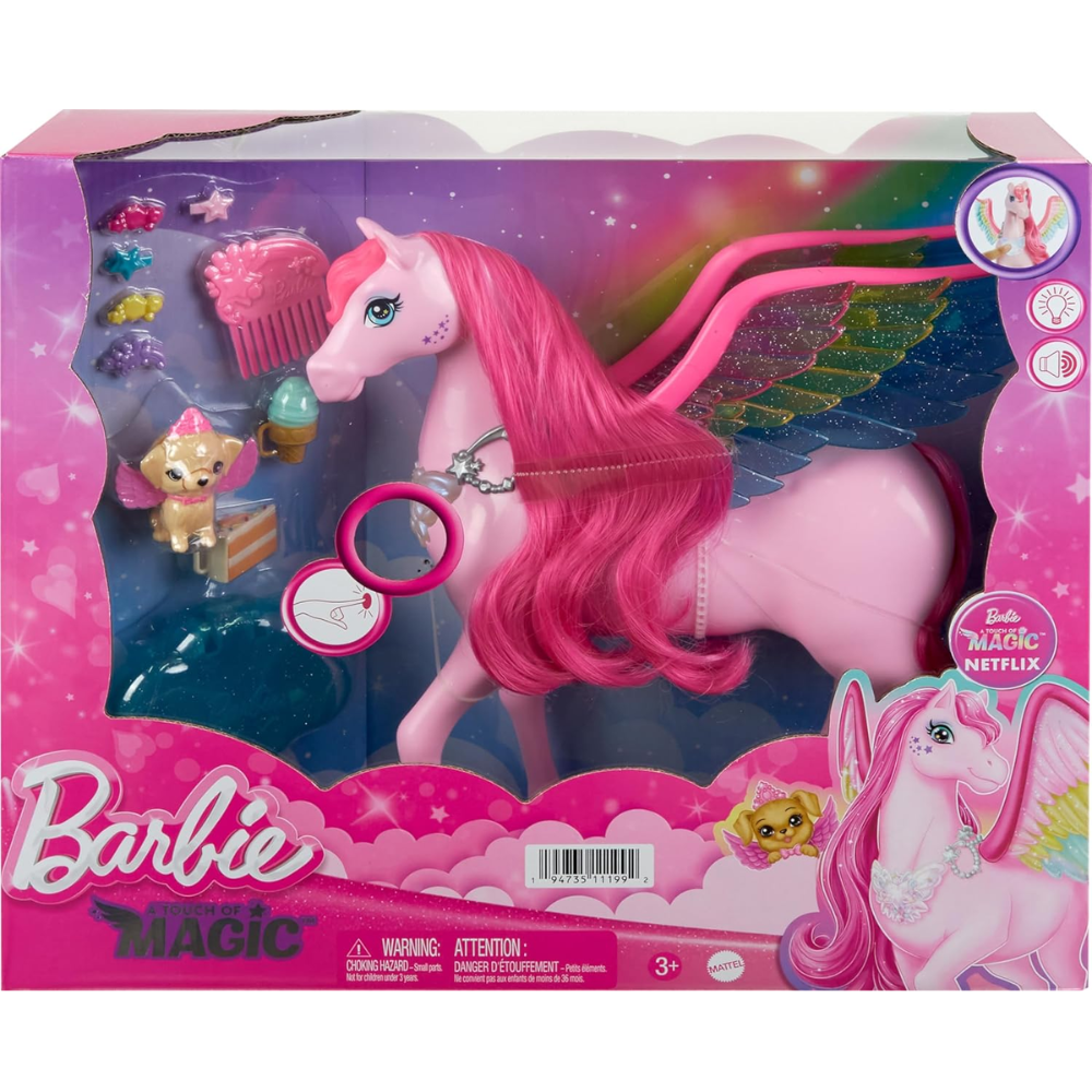 Barbie A Touch of Magic Pink Pegasus with Puppy, Winged Horse Toys with Lights and Sounds thumbnail
