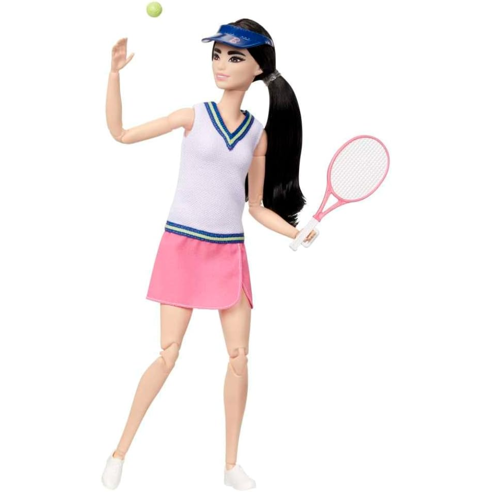 Barbie Careers Fashion Doll & Accessories, Made to Move Tennis Player This Barbie tennis champion doll is set to ace the game with 22 movable joints, allowing kids to assist her in serving, volleying, and playing! HKT73 thumbnail