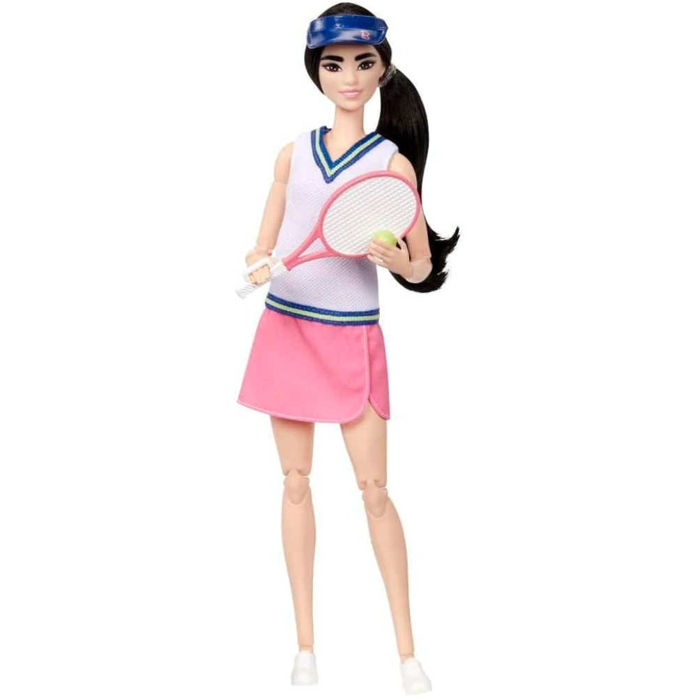 Barbie Careers Fashion Doll & Accessories, Made to Move Tennis Player This Barbie tennis champion doll is set to ace the game with 22 movable joints, allowing kids to assist her in serving, volleying, and playing! HKT73 thumbnail