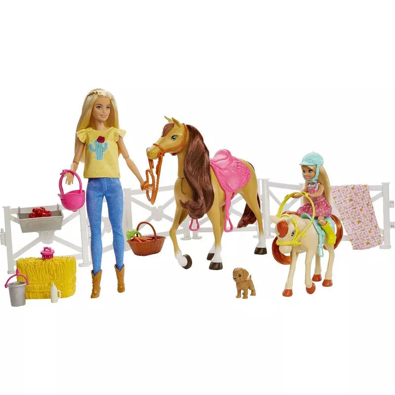 Barbie Hugs 'N' Horses Playset with Barbie & Chelsea Dolls, 15+ Accessories thumbnail