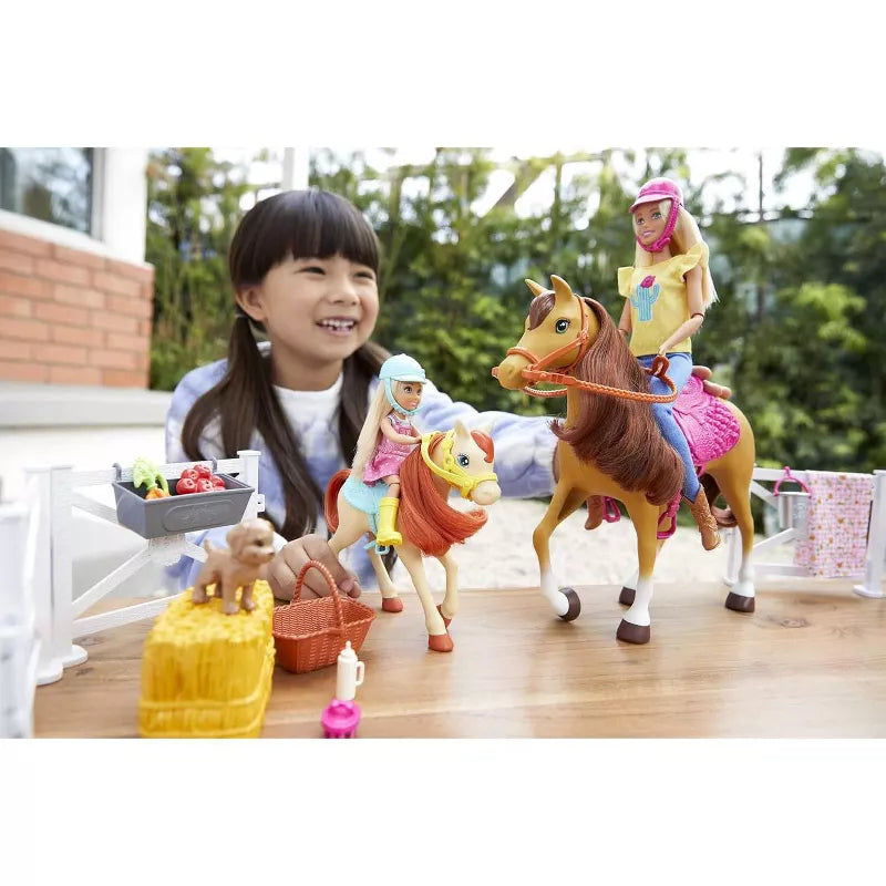 Barbie Hugs 'N' Horses Playset with Barbie & Chelsea Dolls, 15+ Accessories thumbnail