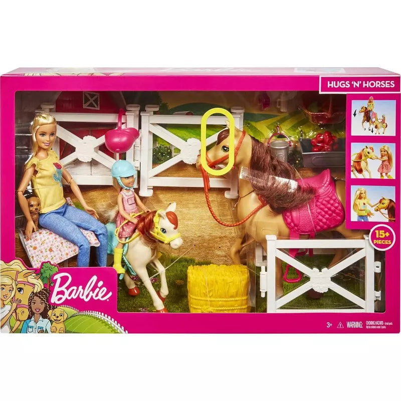 Barbie Hugs 'N' Horses Playset with Barbie & Chelsea Dolls, 15+ Accessories thumbnail