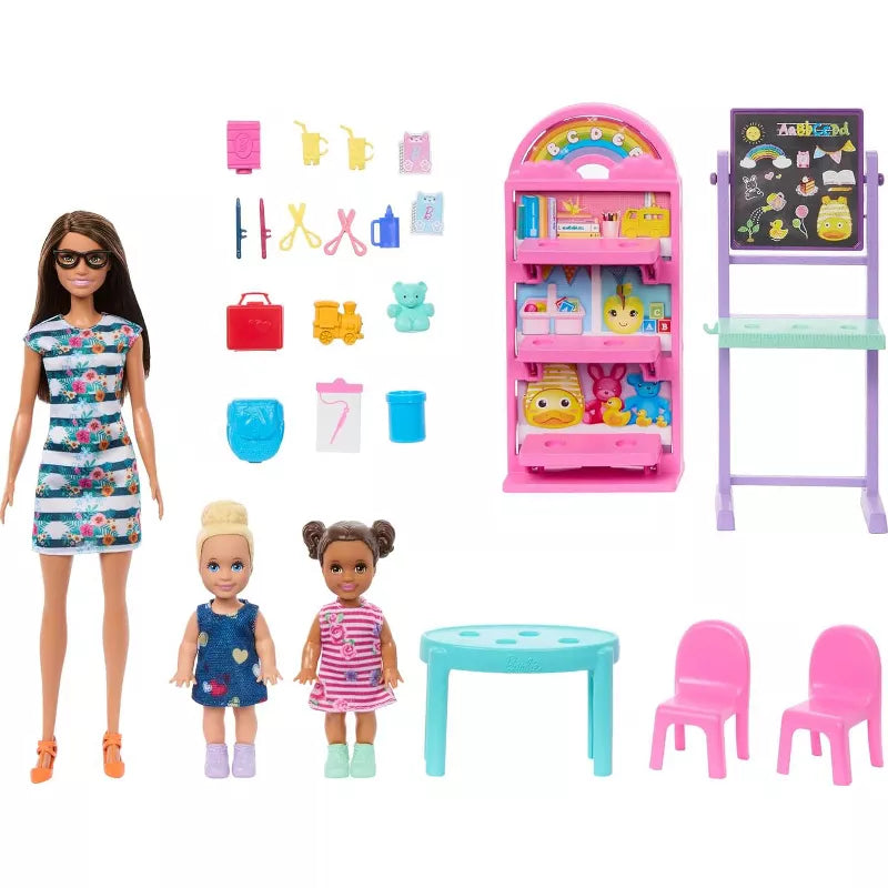 Barbie I Love School Classroom Playset with 1 Fashion Doll 2 Small Dolls + 20 Accessories thumbnail
