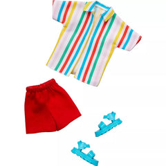 Barbie Ken Doll Clothing, Ken Fashion Pack with Striped Shirt, Red Shorts & Sandals (1 Outfit)
