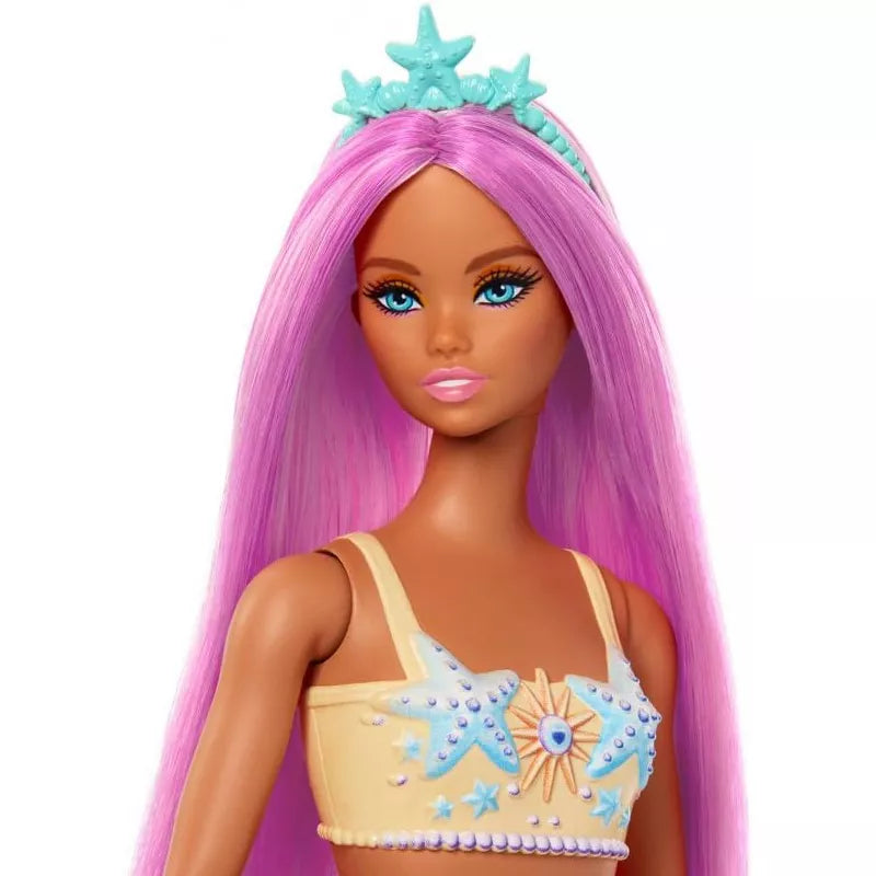 Barbie Mermaid Doll with Pink Hair, Soft Orange Tail and Headband Accessory thumbnail